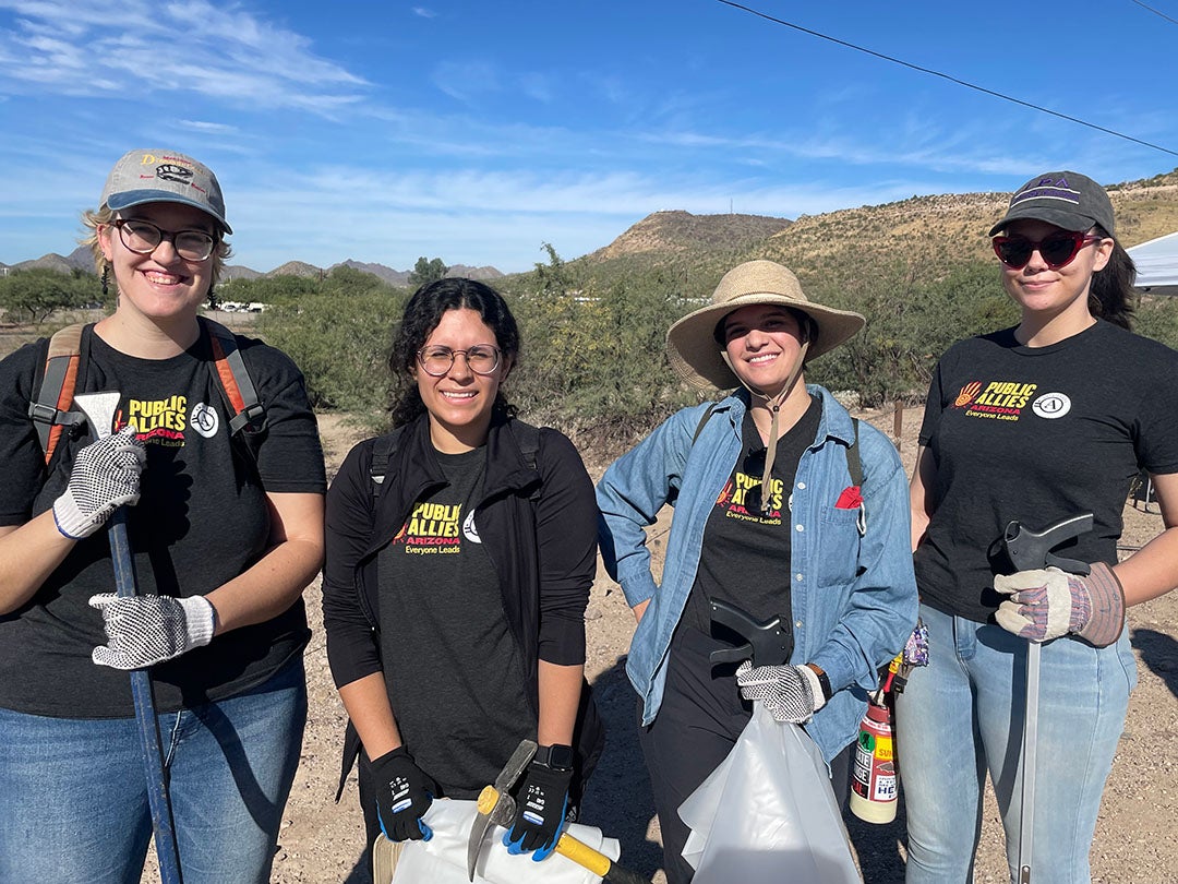 Public Allies Arizona members at a service event in a park