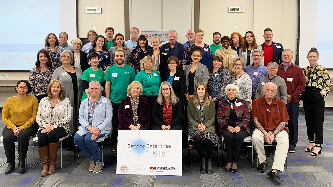 Swift Youth Foundation was part of the ASU Lodestar Center's first cohort of Service Enterprise Initiative participants (seen here at their final training).